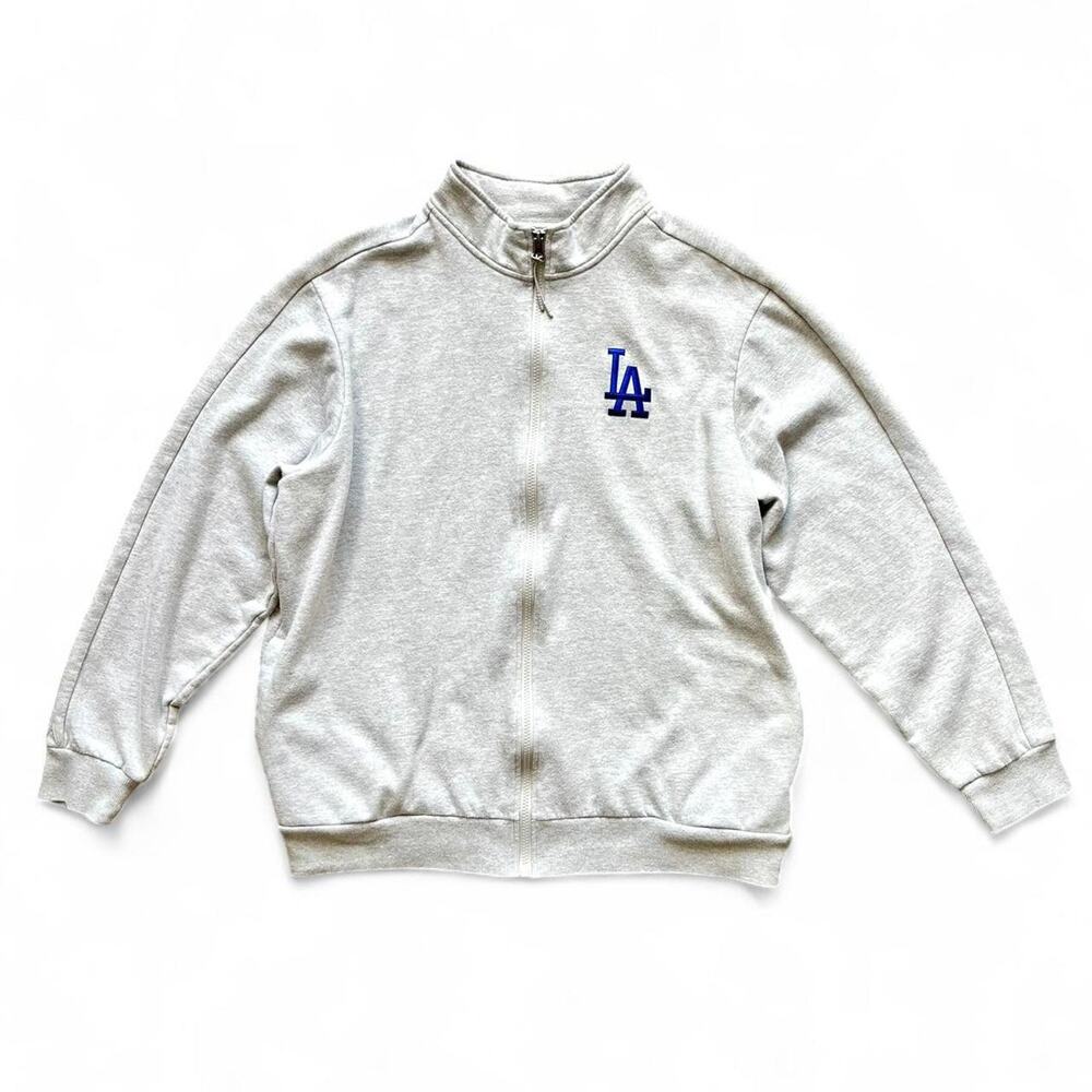Los Angeles Dodgers Gray Full Zip Sweatshirt Embroidered LA Logo XL